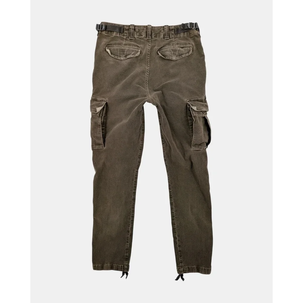 Banana Republic Traveler Cargo Pants 32L Brown Suede Feel Adjustable Utility
